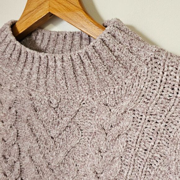 NEW PINK ROSE CABLE KNIT CHENILLE MOCK NECK SWEATER SIZE XL - Picture 8 of 16
